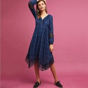 Anthropologie Akemi + Kin Navy Plaid Midi Dress
